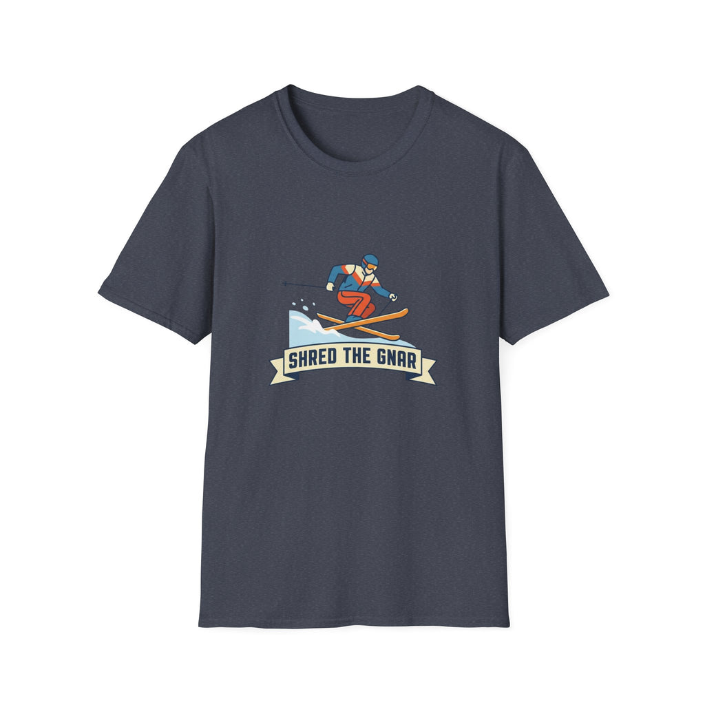 Shred the Gnar Skier T-Shirt | Retro Skiing Graphic