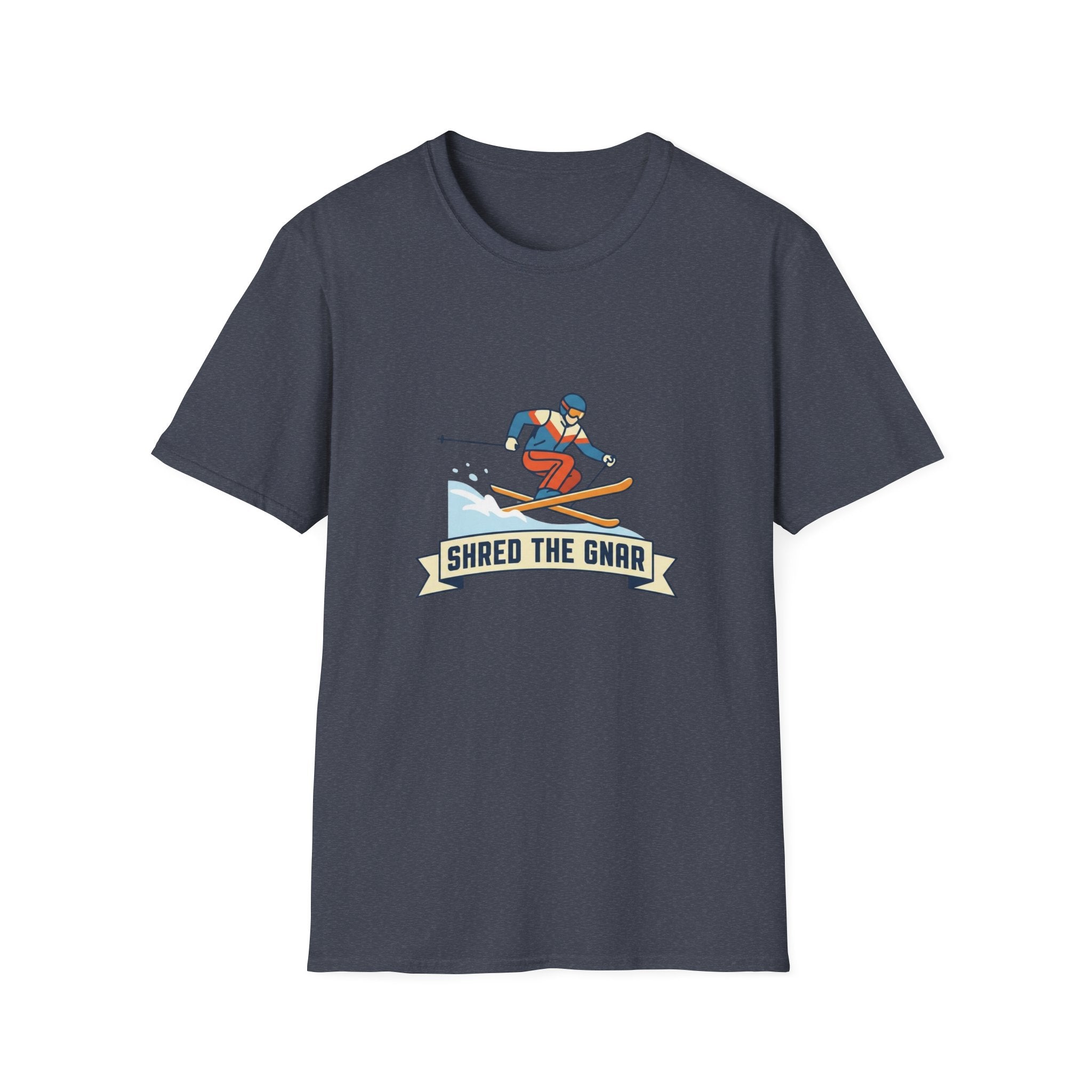 Shred the Gnar Skier T-Shirt | Retro Skiing Graphic