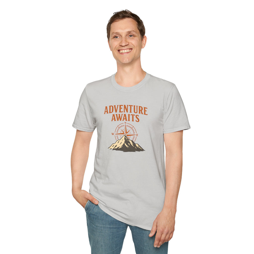 "Adventure Awaits" Compass & Mountain T-Shirt