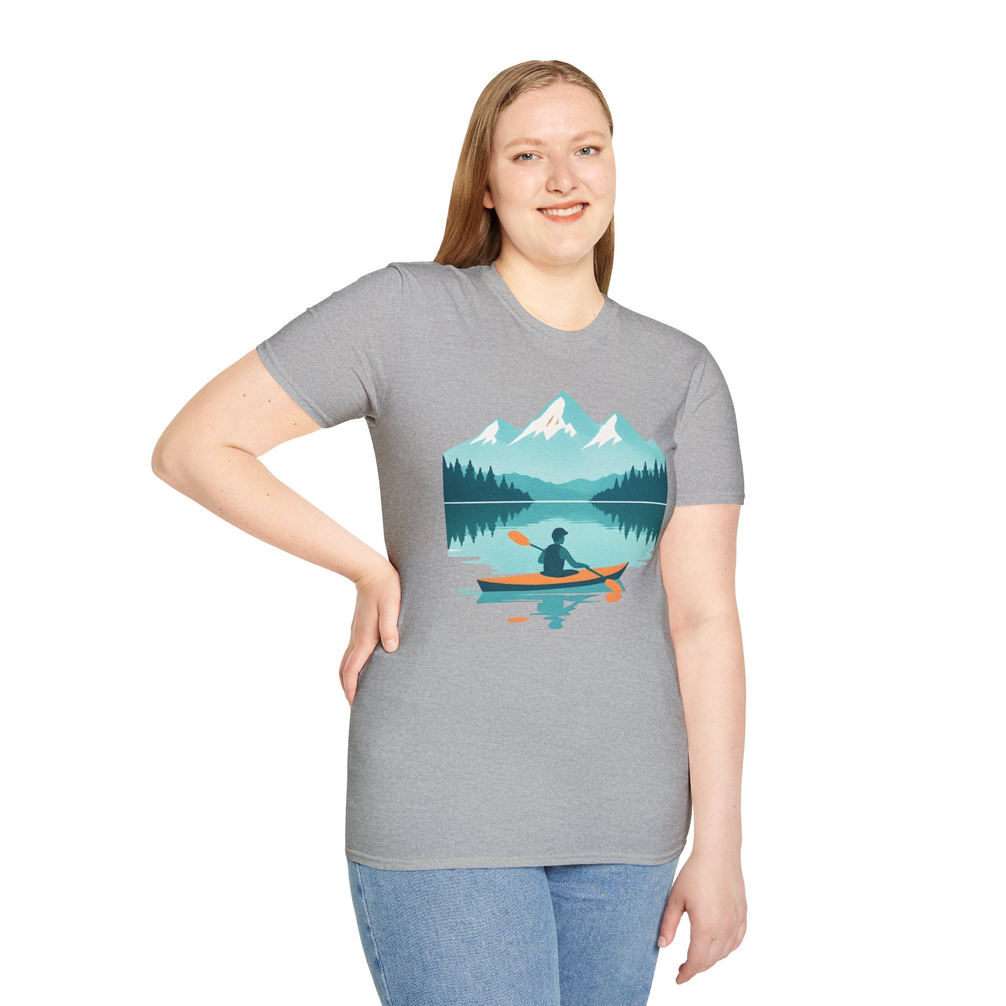 Kayaker on Serene Mountain Lake T-Shirt