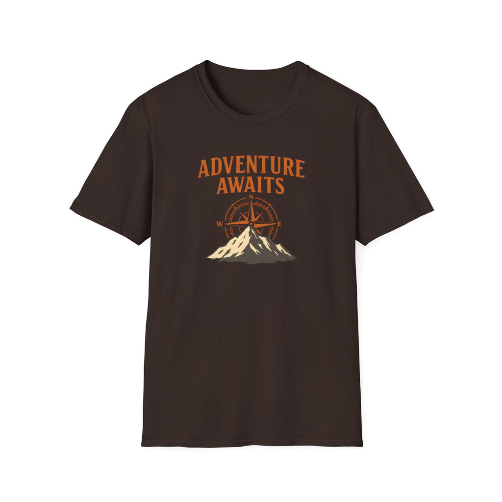 "Adventure Awaits" Compass & Mountain T-Shirt
