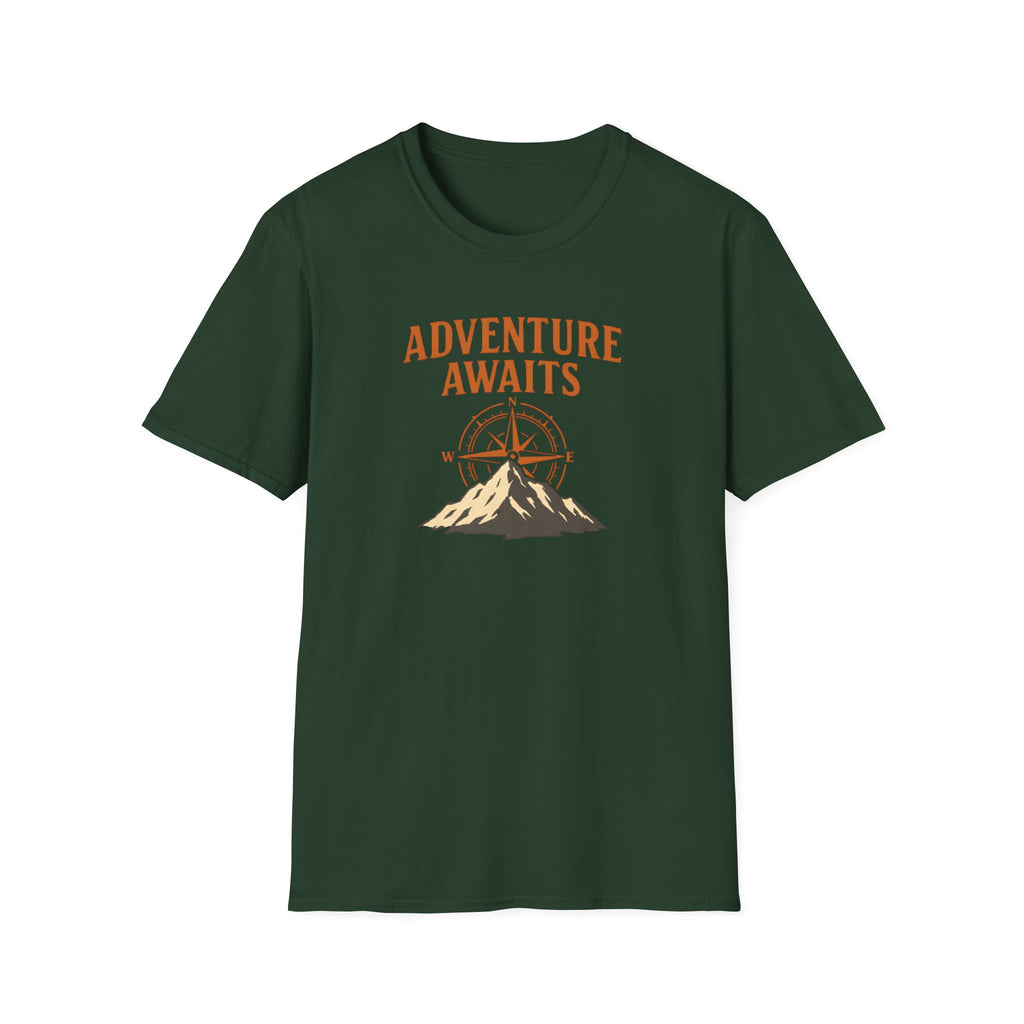 "Adventure Awaits" Compass & Mountain T-Shirt